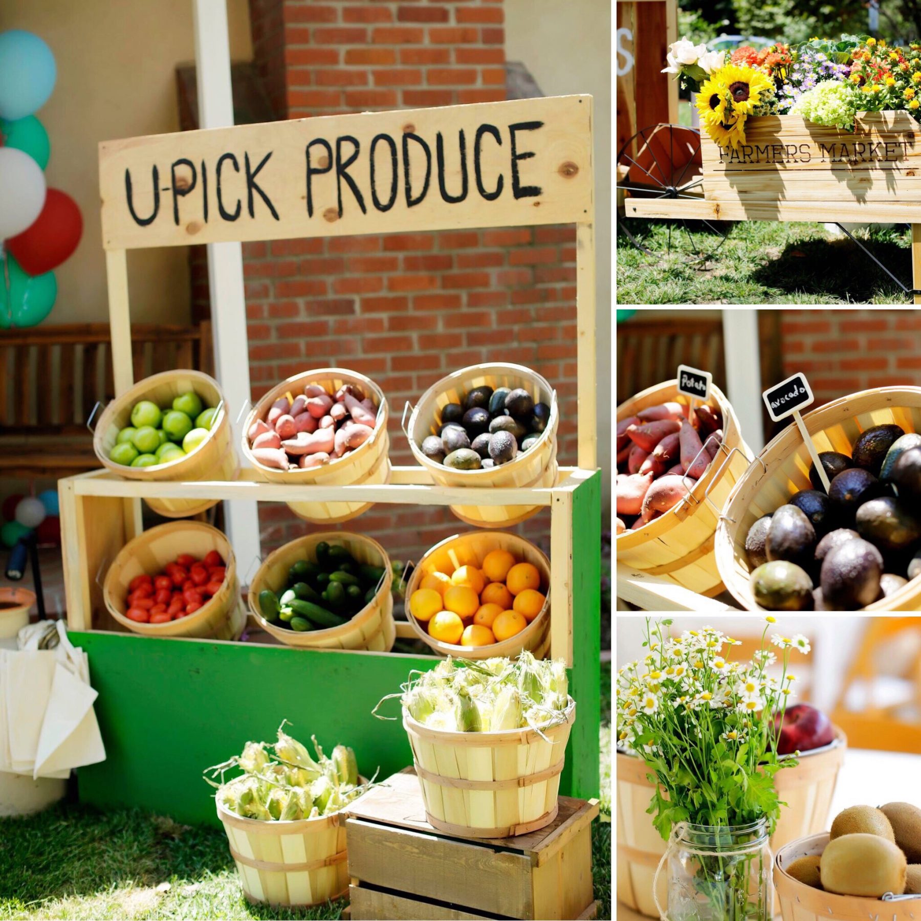 this unique Farmers Market Birthday Party is warm, charming and fun for the kids