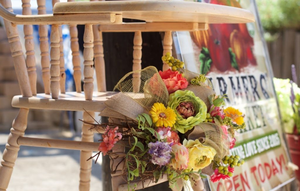 Decorated High Chair Farmers Market Birthday Party